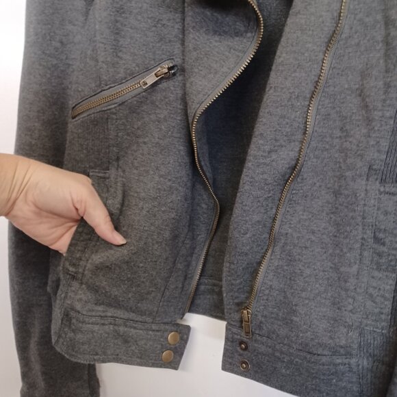 LOVE TREE Gray Cotton Blend Stretch Moto Neutral Jacket Women's Medium Coat Top - Picture 5 of 12